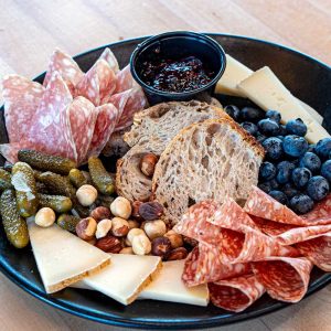 Two meats, two cheeses, and accoutrement. **contains tree nut, wheat, dairy**