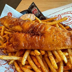 Beer battered walleye, tartar sauce, and Live Fire seasoned fries. Served with Tartar Sauce. **contains fish, soy, egg, dairy, wheat**