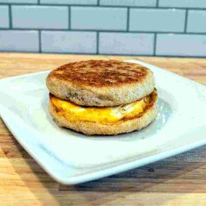 Egg, American Cheese, Served on a toasted Looks English Muffin.