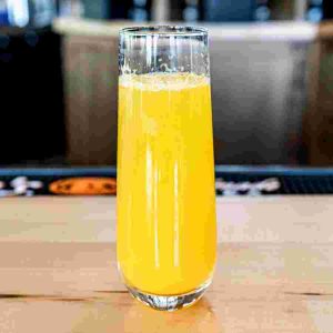 Sparkling wine and orange juice.