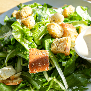 Romaine mix, crouton, pecorino romano cheese, and Caeser dressing.  **contains raw egg, fish, wheat, egg, dairy, soy**