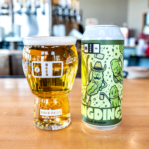 Pickle Beer, (3.9% ABV) Our famous Pickle Beer—the first of its kind in South Dakota. Light, crisp, and unmistakably pickle. Brewed with Perle hops, 2-row and flaked rice, and finished with our house lager yeast. Perfect with a Bloody Mary or as a sidecar.